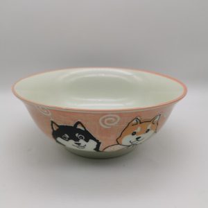 Ciotola da ramen rosa con shiba inu