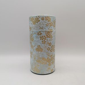 Porta tè in carta washi L – azzurro con fiori di sakura