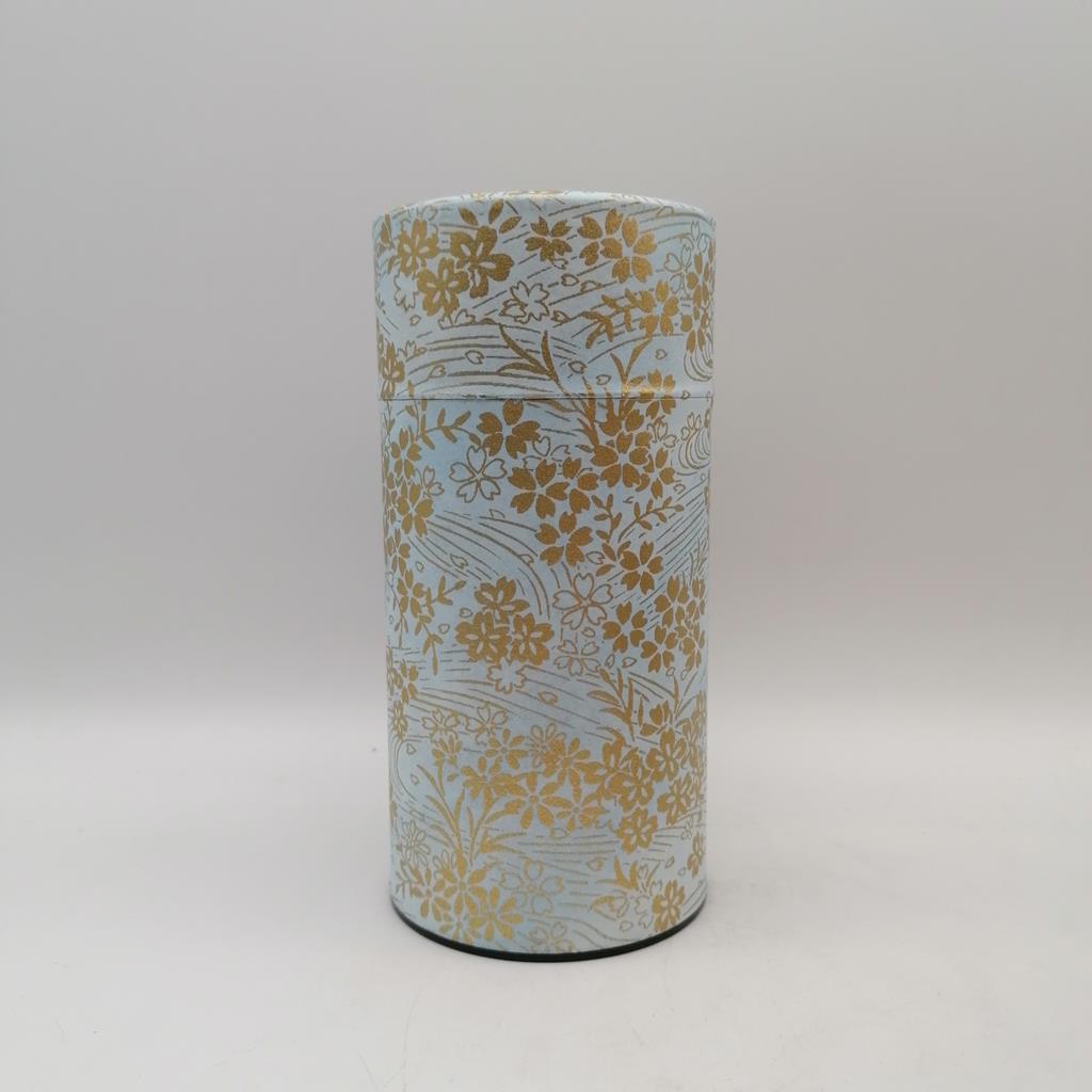Porta tè in carta washi L – azzurro con fiori di sakura
