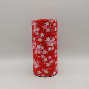 Porta tè in carta washi L – rosso con sakura rosa