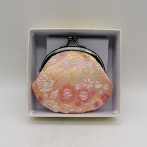 Portamonete artigianale da Kyoto S – Color pesca con fiori