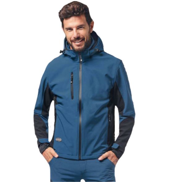 Giacca da lavoro 320 gr in soft shell resistente all’acqua e al vento. Modello Uragan Logica