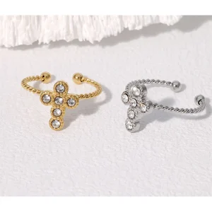 Anello regolabile croce strass