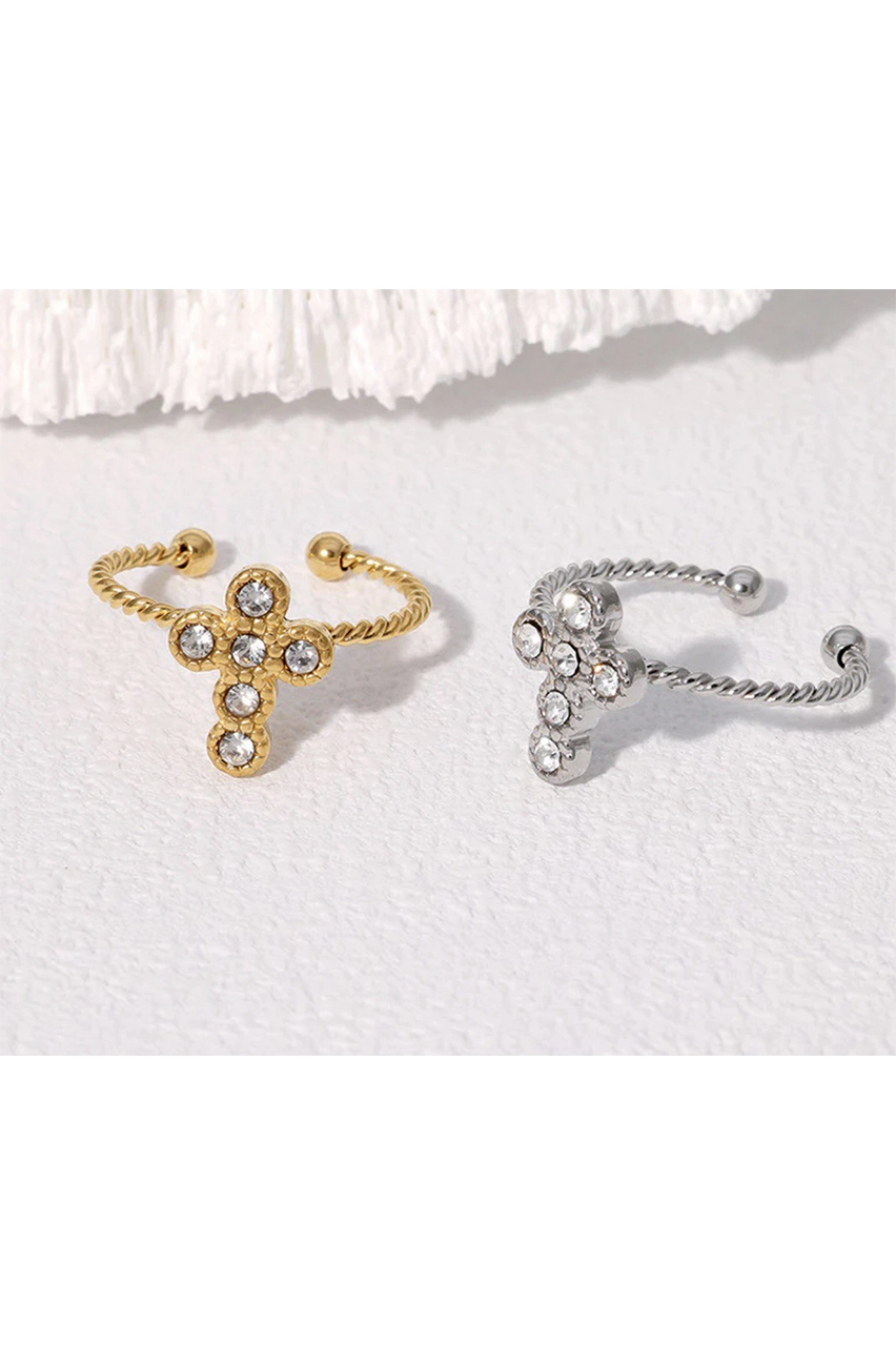 Anello regolabile croce strass