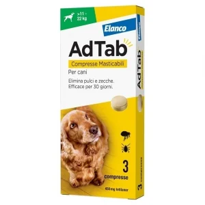 Antiparassitario Compresse Masticabili per Cani Elanco AdTab da 11 a 22kg 450mg 3pz