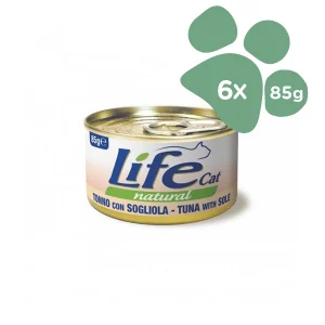 Cibo Umido per Gatti Life Cat Natural Gusto Tonno e Sogliola 6x85gr