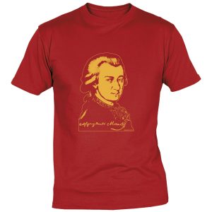 T-SHIRT UOMO COLORE ROSSO- STAMPA MOZART NEGATIVO TG M
